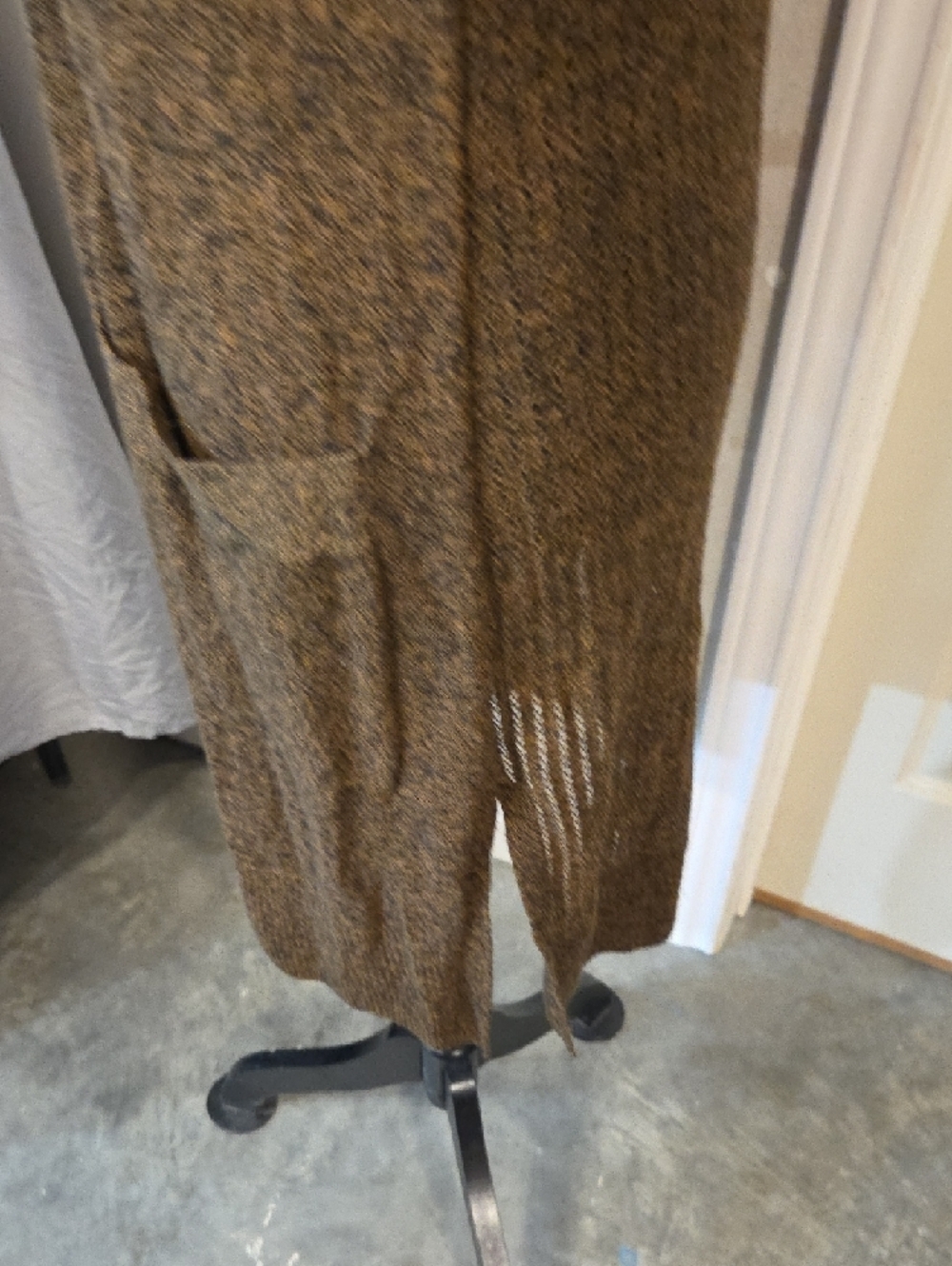 Maurices Long Open-Front Cardigan Jacket Boho Heathered Brown Lagenlook Cotton - Picture 4 of 14